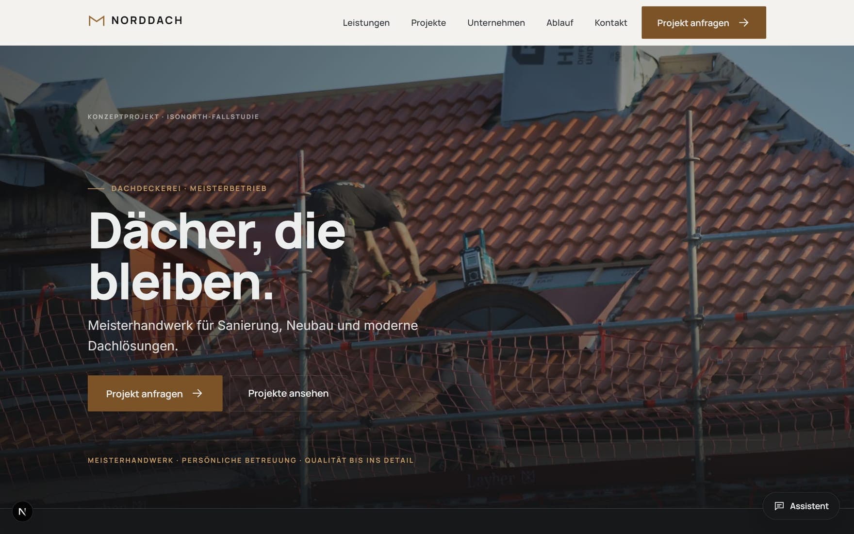 NORDDACH — Startseite der Konzept-Website